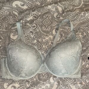 Elegant Lace Underwire Bra - Light Blue